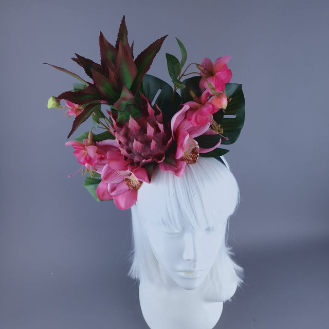 "Jambon"Pink Pineapple & Orchid Headdress