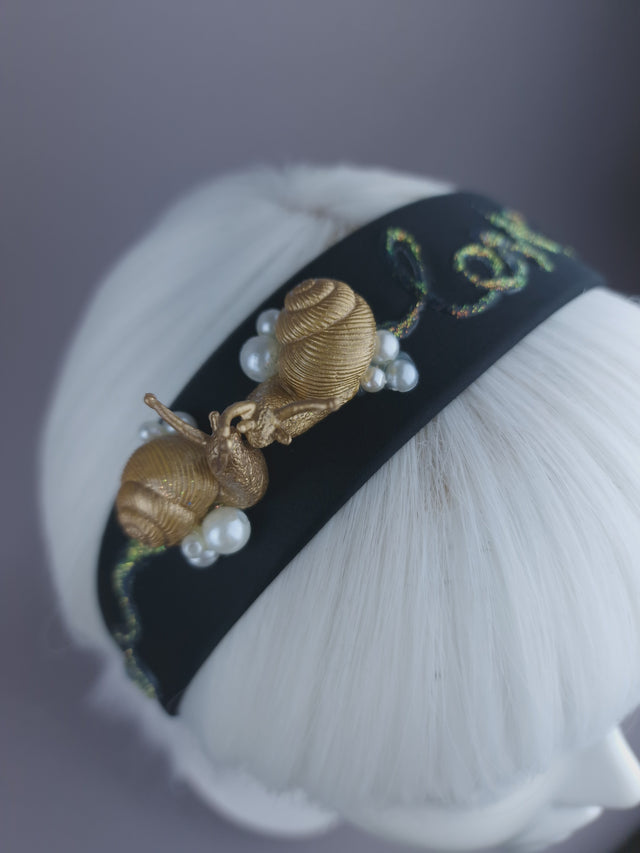 Pearls & Swine: Gold & Pearl Kissing Snails Headpiece "Hello Beautiful"