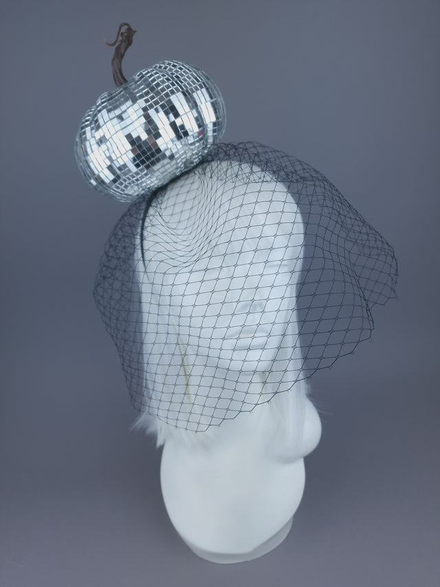 Pearls & Swine: Mirror Ball Pumpkin Veil Headdress "Last Dance"