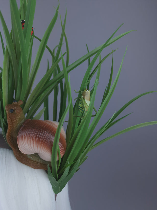 "Small World" Snail, Grass, Mushroom Headpiece