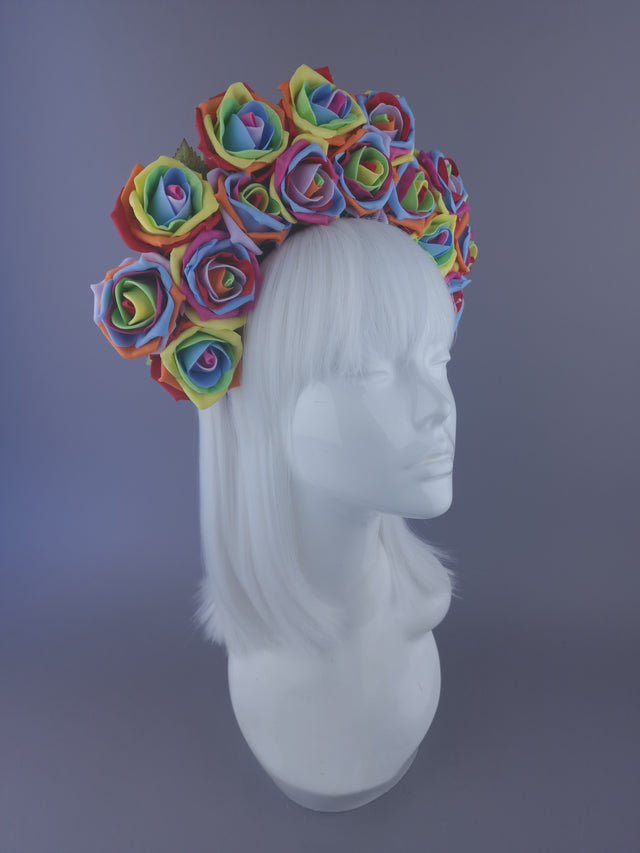 Rainbow Roses Headdress - SAMPLE