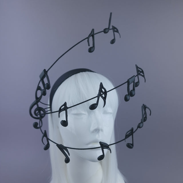 Pearls & Swine: Black Musical Notes Headpiece "Song"