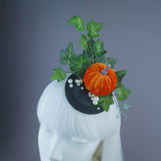 Pearls & Swine: Velvet Pumpkin, Ivy & Pearl Mini Fascinator