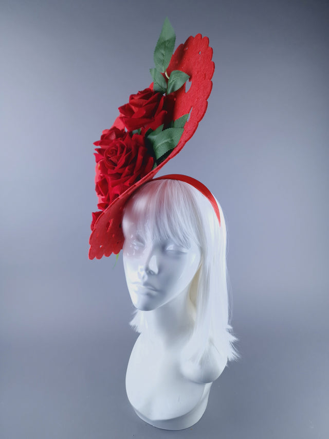 "Amora" Giant Red Heart & Roses Headdress