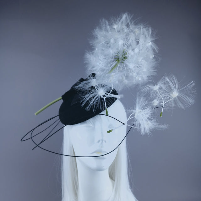 "Dandi-licious" Dandelion & Bow Black Fascinator Hat