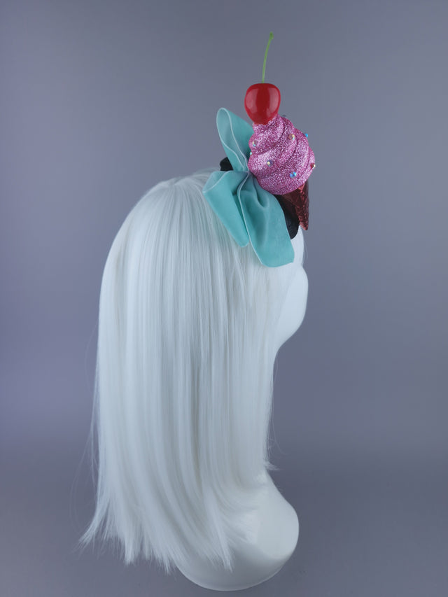 "Sorbet" Ice Cream & Bow Mini Fascinator