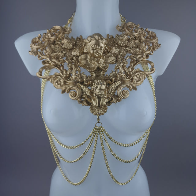 "Celestina" Gold Cherub & Filigree Harness Body Jewellery.