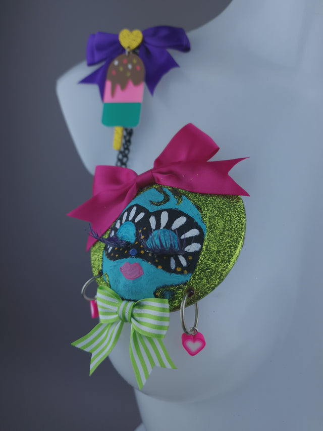Colourful Dollface Necklace Brooch Jewellery