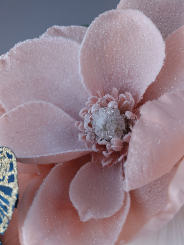 "Mala" Large Pink Flower & Butterfly Headdress