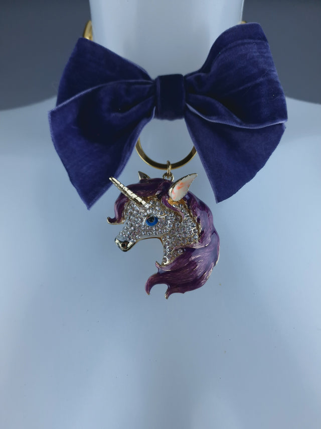 Gold Ring, Purple Bow & Unicorn Necklace Jewellery