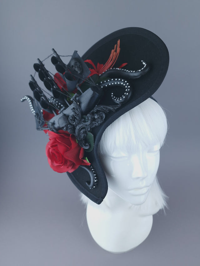 Pearls & Swine: Gothic Ship & Kraken Statement Hat "Demeter"