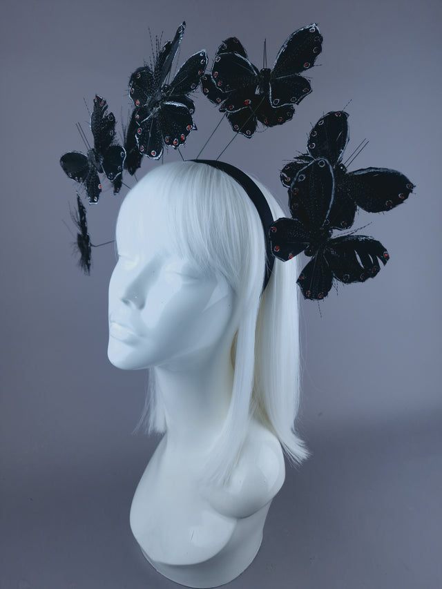 "Flit" Black Butterfly Headdress