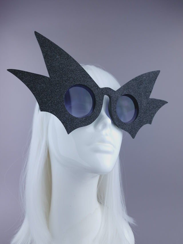 "Nerezza" Oversized Black Glitter Sunglasses