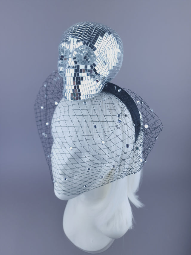 "Last Dance" Mirror Ball Skull Veil Headdress