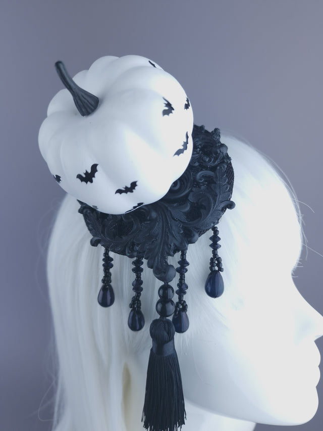 "Empusa" Mini Pumpkin, Filigree & Tassle Fascinator