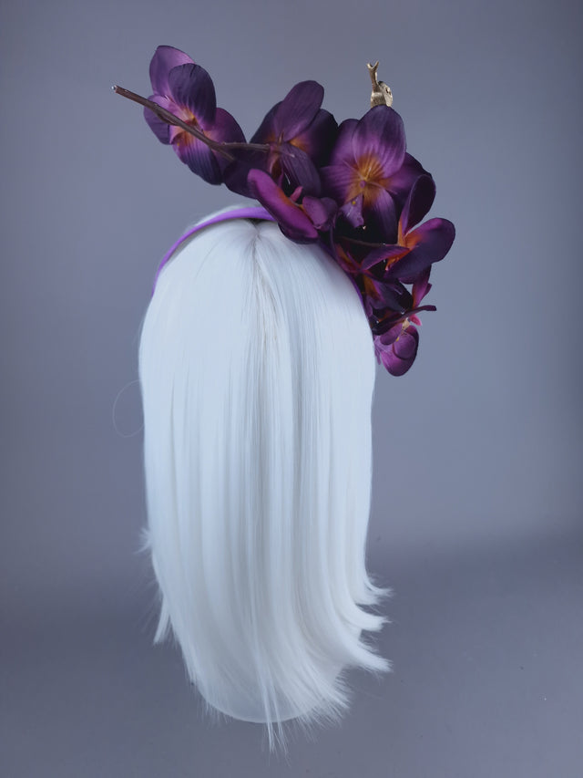 "Serpentes" Purple Orchid & Gold Snake Headdress