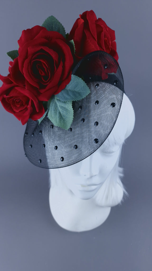 "Doris" Roses & Veil Headdress