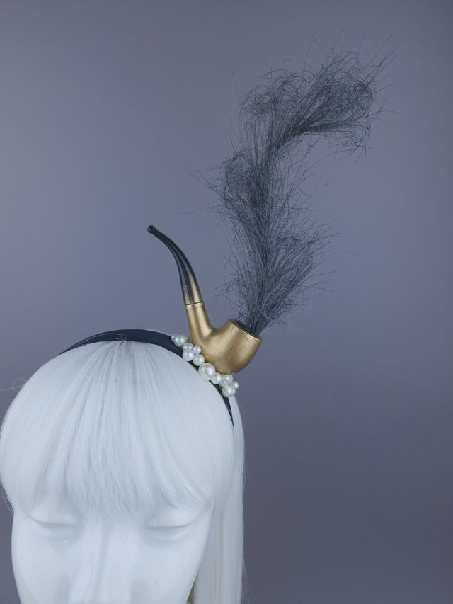 "This is Not a Pipe" Pearl & Smoke Headpiece