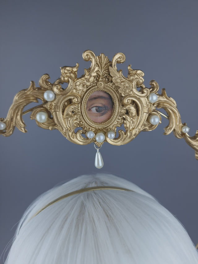 Pearls & Swine: Framed Third Eye Filigree Halo Headdress "Lover's Eye"