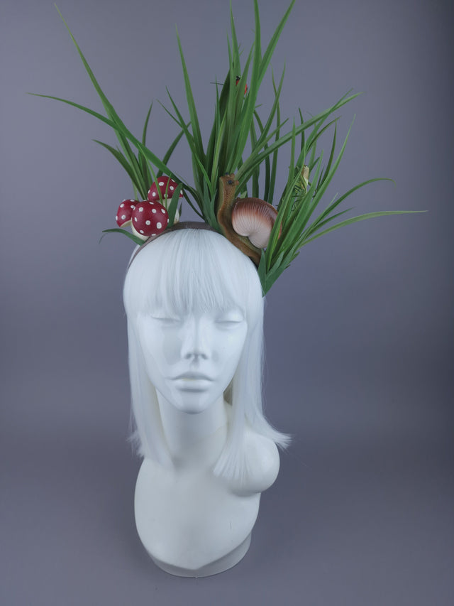 "Small World" Snail, Grass, Mushroom Headpiece