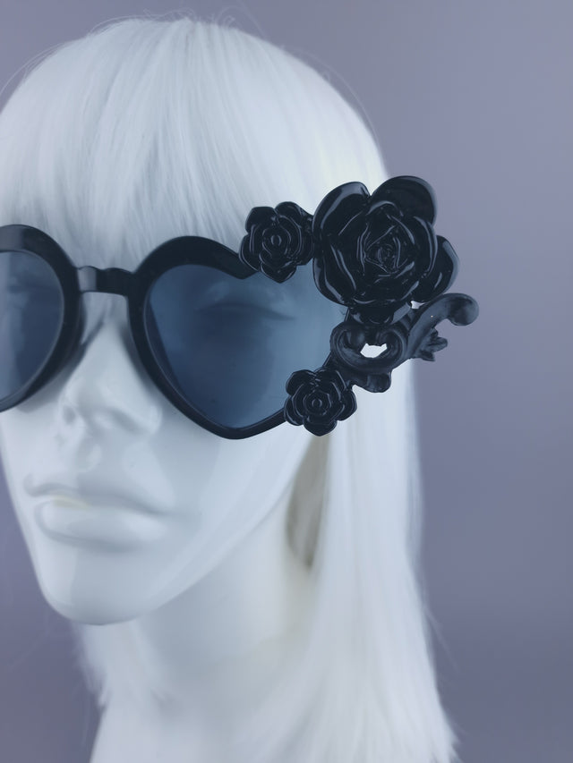 SPECIAL OFFER Black Roses Heart Shaped Sunglasses