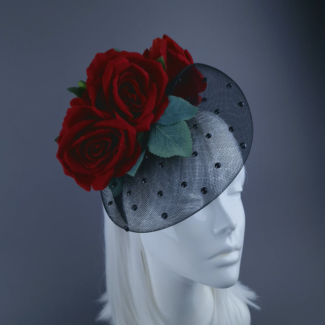 "Doris" Roses & Veil Headdress