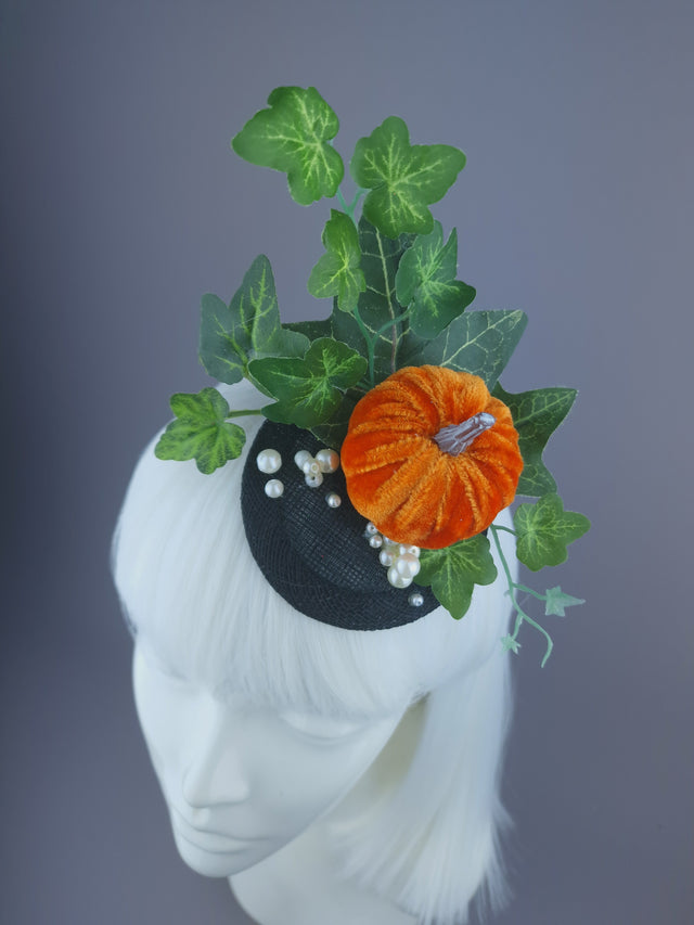 Pearls & Swine: Velvet Pumpkin, Ivy & Pearl Mini Fascinator