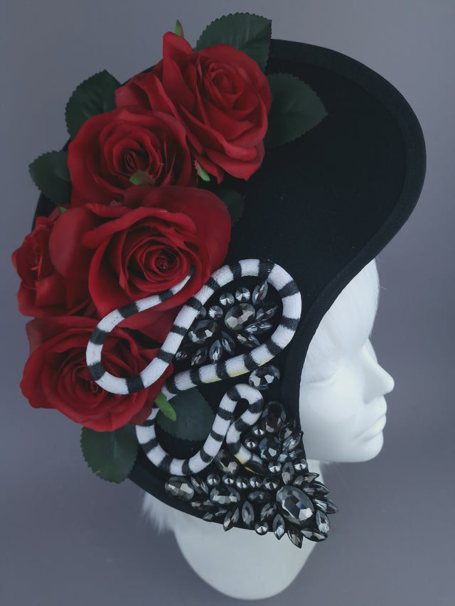 Pearls & Swine: Statement Red Rose Snake Hat