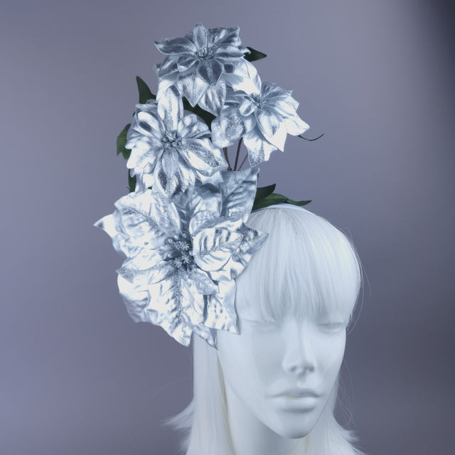Metallic SIlver Poinsettia Headdress