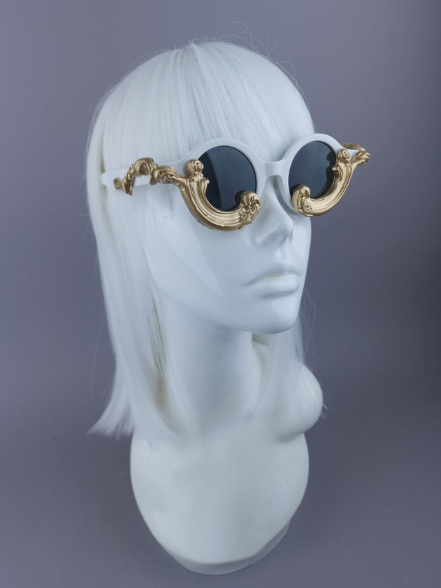 SPECIAL OFFER: White Gold Filigree Round Sunglasses
