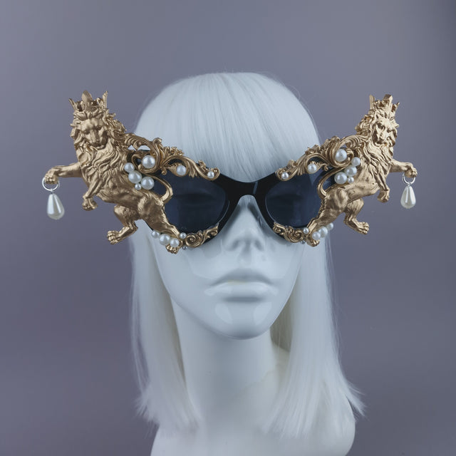 Pearls & Swine: Gold Lion Filigree & Pearl Sunglasses "Roar"
