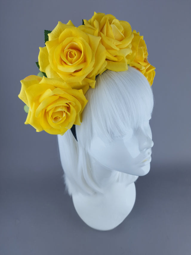 "Eva" Yellow Rose Flower Headdress & Neckpiece