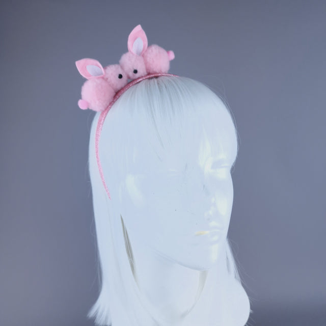 "Pompom" Pink Bunny Rabbit Glitter Headband