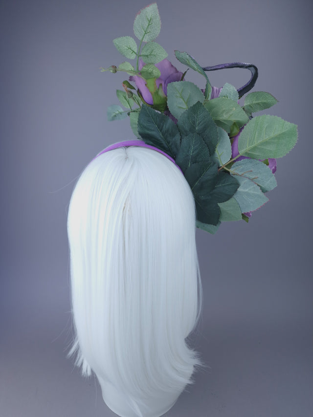 "Nairn" Purple Rose, Pearls & Snake Headdress