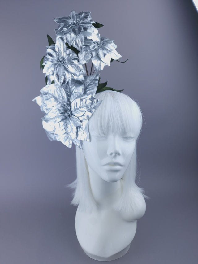 Metallic SIlver Poinsettia Headdress