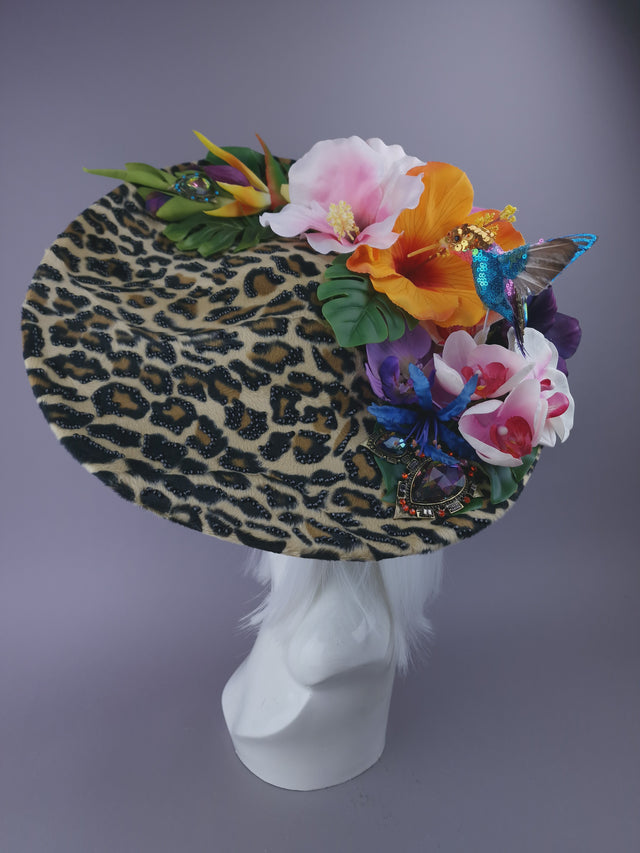 Pearls & Swine: Bespoke Commission Tropical Flower Leopard Print Hat