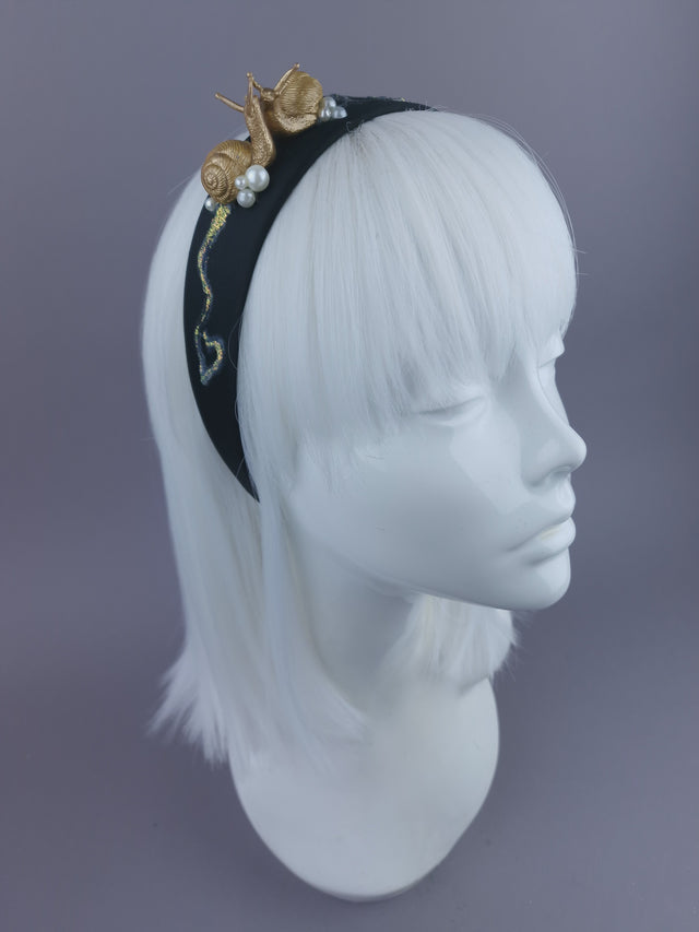 Pearls & Swine: Gold & Pearl Kissing Snails Headpiece "Hello Beautiful"