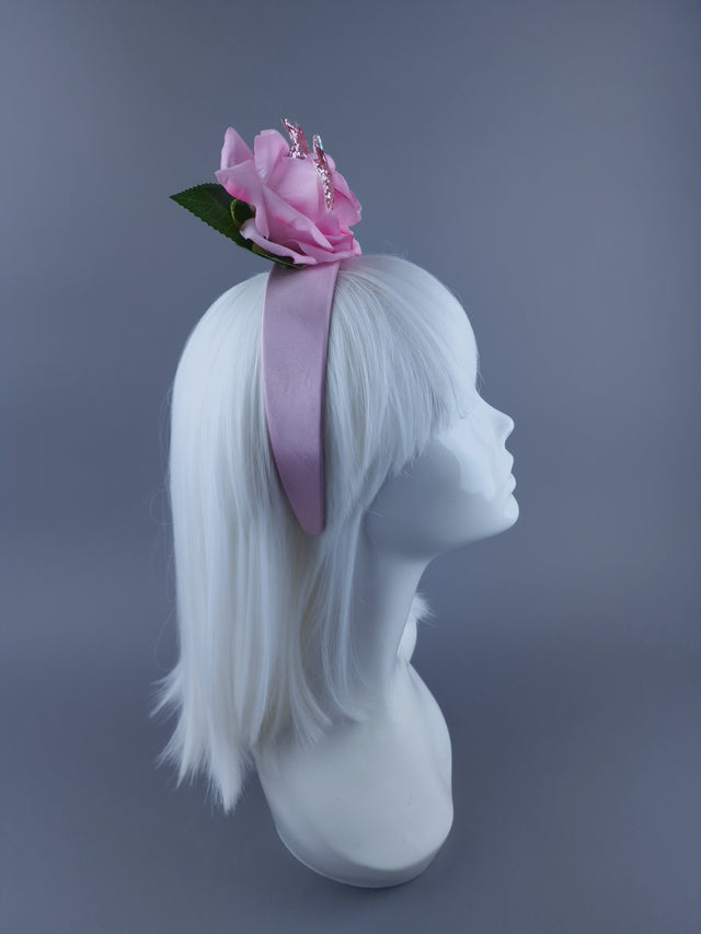 "Star Dust" Velvet Pink Rose, Stars & Unicorn Headdress