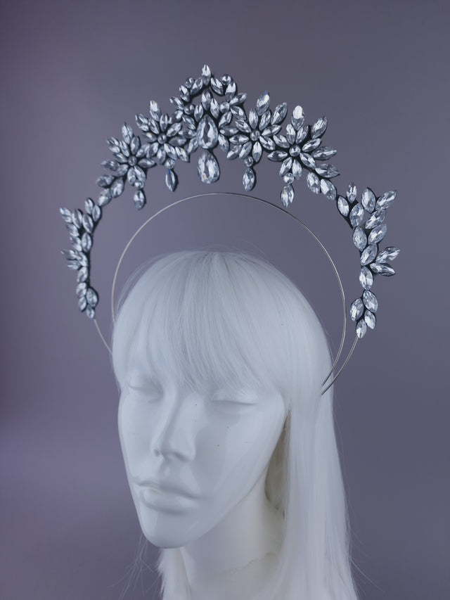 Pearls & Swine: Silver Diamanté Jewel Halo Headdress