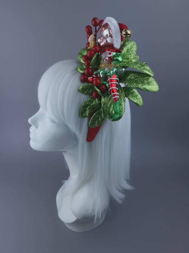 Elf, Berries & Glittered Leaves Xmas Headdress