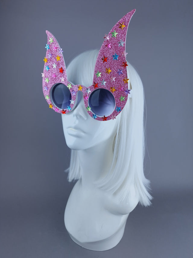 "Luppolo" Pink Glitter Bunny Rabbit Ear Sunglasses