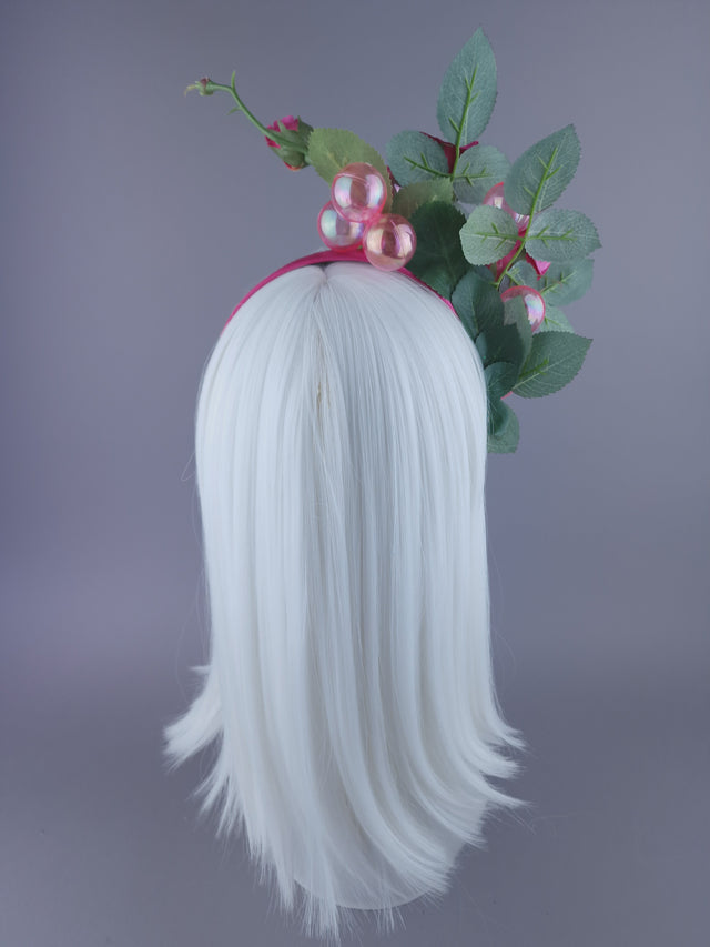 "Dianthe" Pink Flowers & Bubbles Headdress