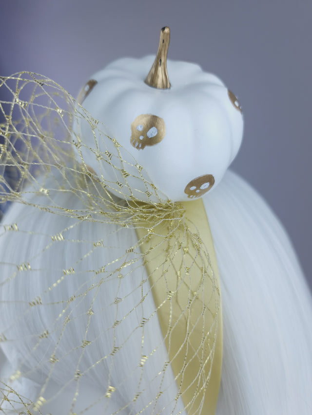 "Boo-Boo" Gold & White Pumpkin Ear Veil Headdress