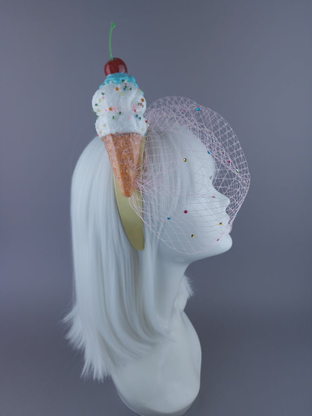 "Vanilla" Glittery Ice cream Veil headpiece