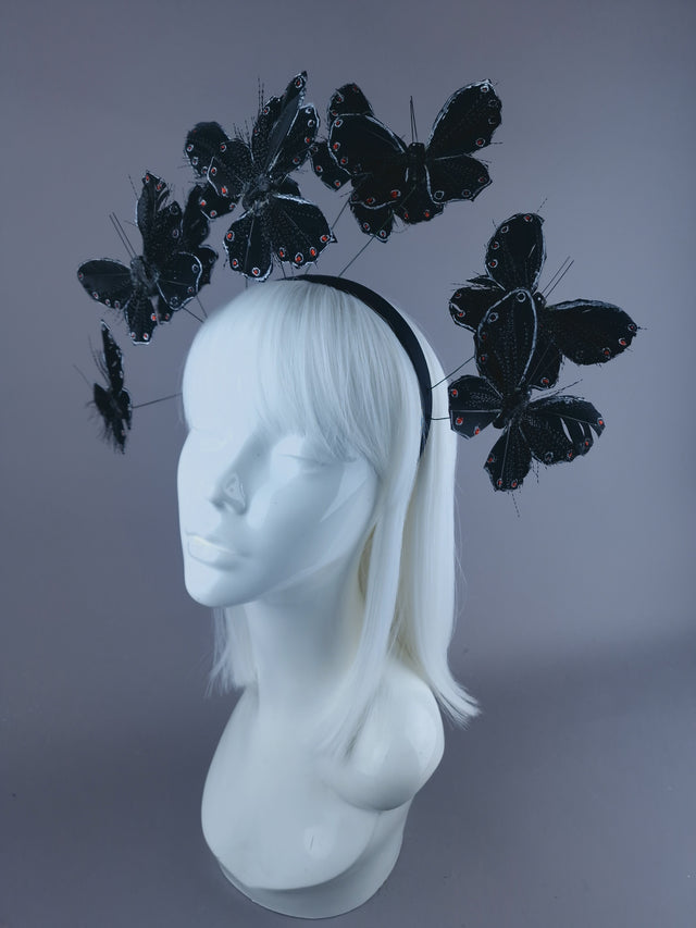 "Flit" Black Butterfly Headdress