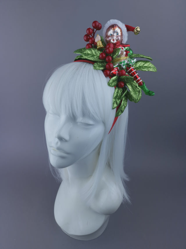 Elf, Berries & Glittered Leaves Xmas Headdress