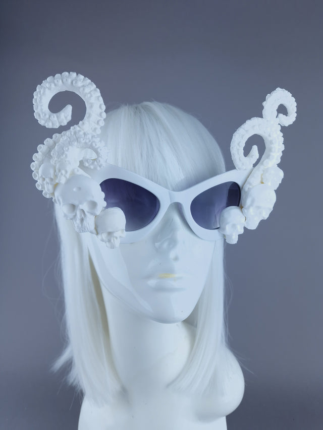 "Incantation" White Skulls Kraken Tentacles Sunglasses