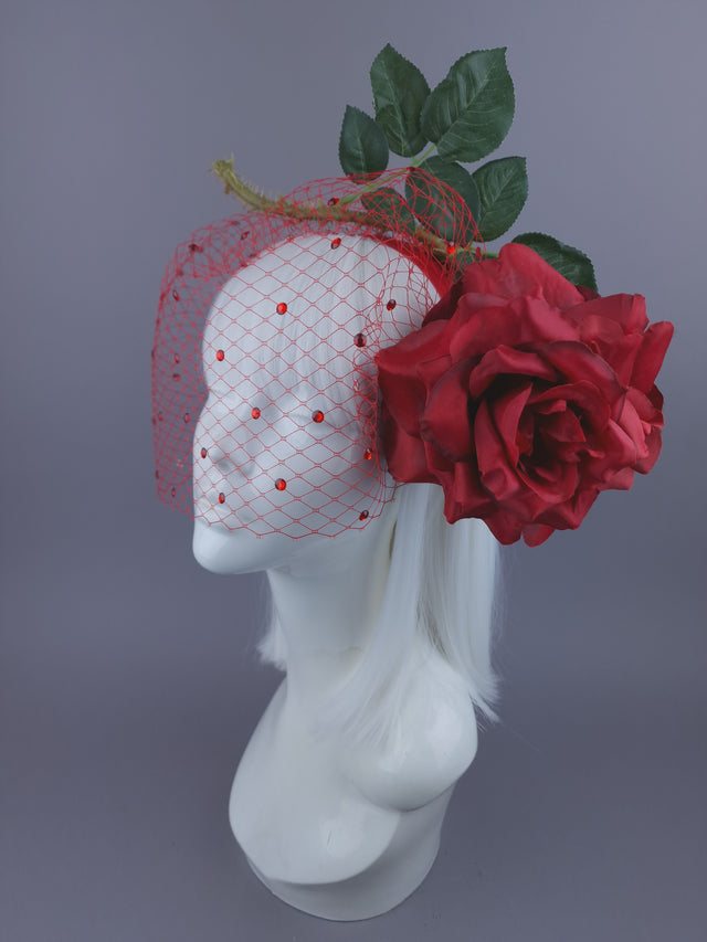 Pearls & Swine: Headdress Red Rose Veil