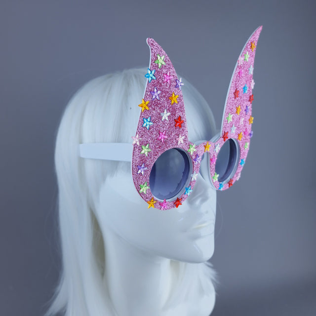 "Luppolo" Pink Glitter Bunny Rabbit Ear Sunglasses