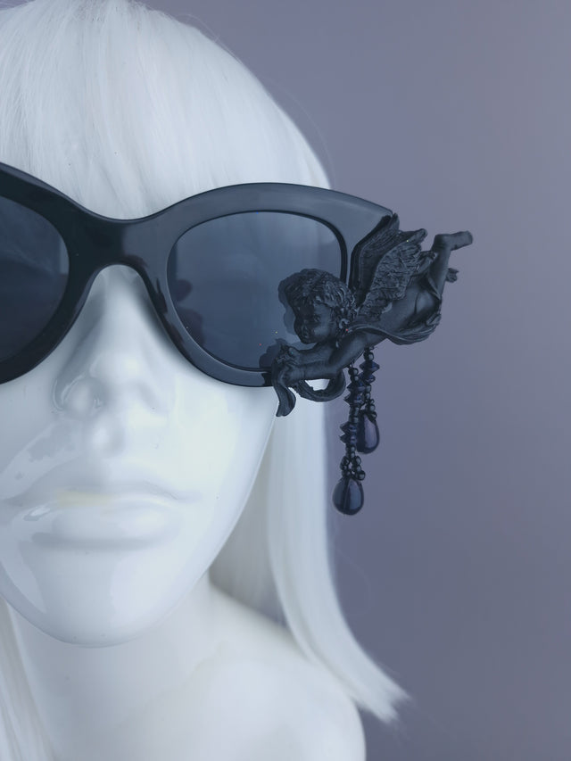 "Astarte" Black Cherub Angel & Beading Sunglasses